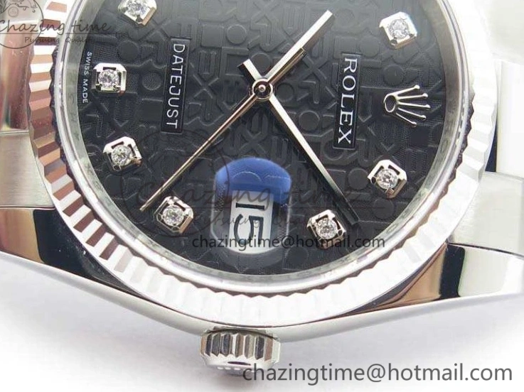 0101 Datejust 116234 36mm DJF 1:1 Best Edition Fluted Bezel Black Com Diam Dial On SS Oyster Bracelet SA Breathable 3523
